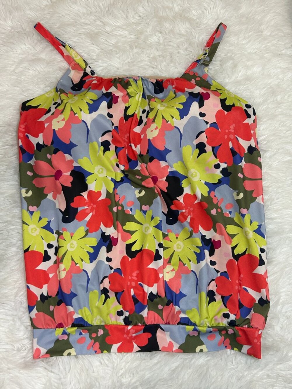 Cacique Swim Tankini Top Plus Size 24 EUC abstract floral multicolor
